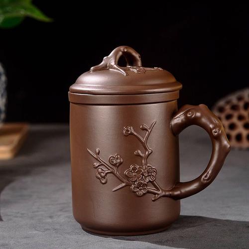 宜兴紫砂杯纯全手工茶杯大容量带盖泡茶杯子陶瓷茶具定制视频